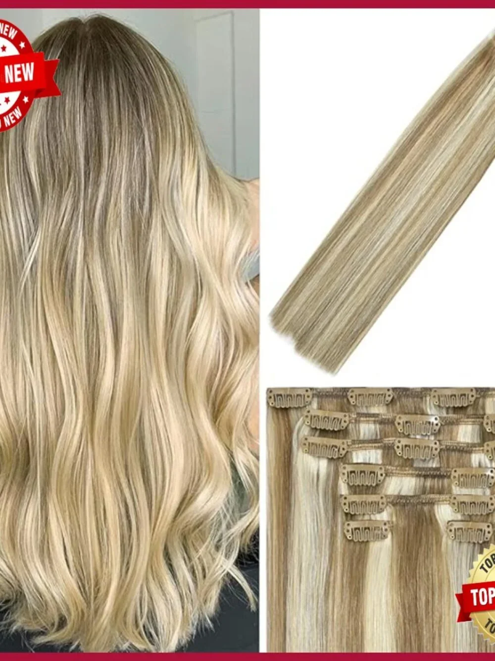 Clip-In Human Hair Extensions 22 Inch 75g 7 Pieces Remy Hair